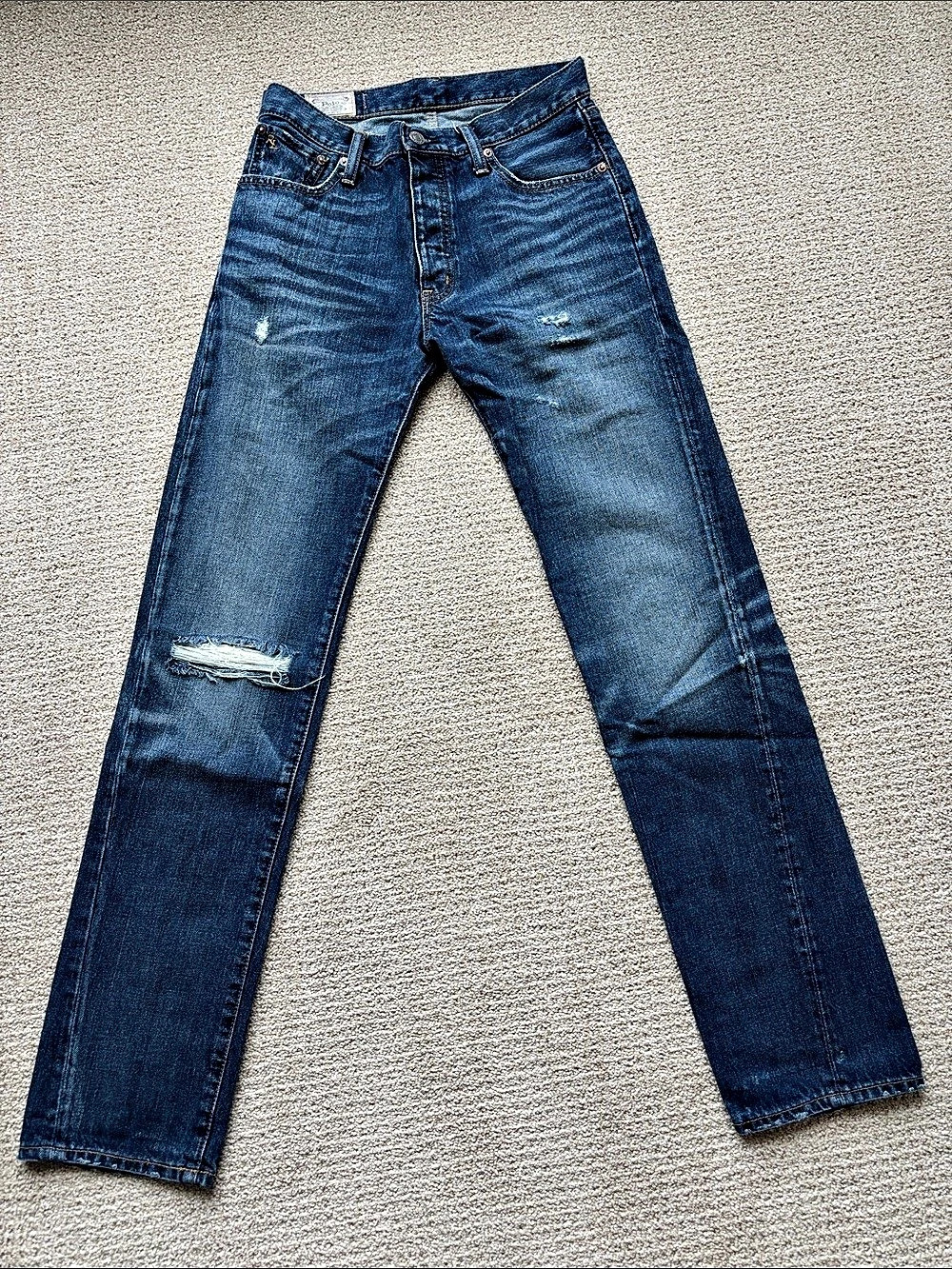 Polo Ralph Lauren Vintage Classic Distressed Jean Blue Straight Leg Jeans
